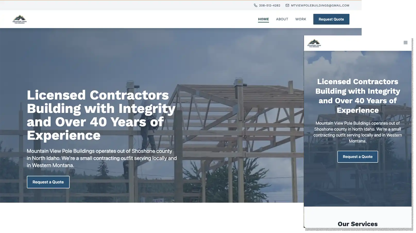 Mountain View Pole Buildings website thumbnail